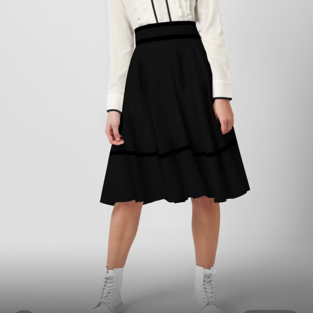 Zaikamoya velvet trim chiffon skirt